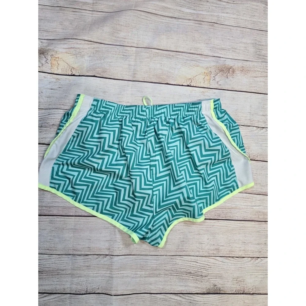 Nike Running Shorts Women's Size Large Dri Fit Tempo Green‎ Lined Drawstring